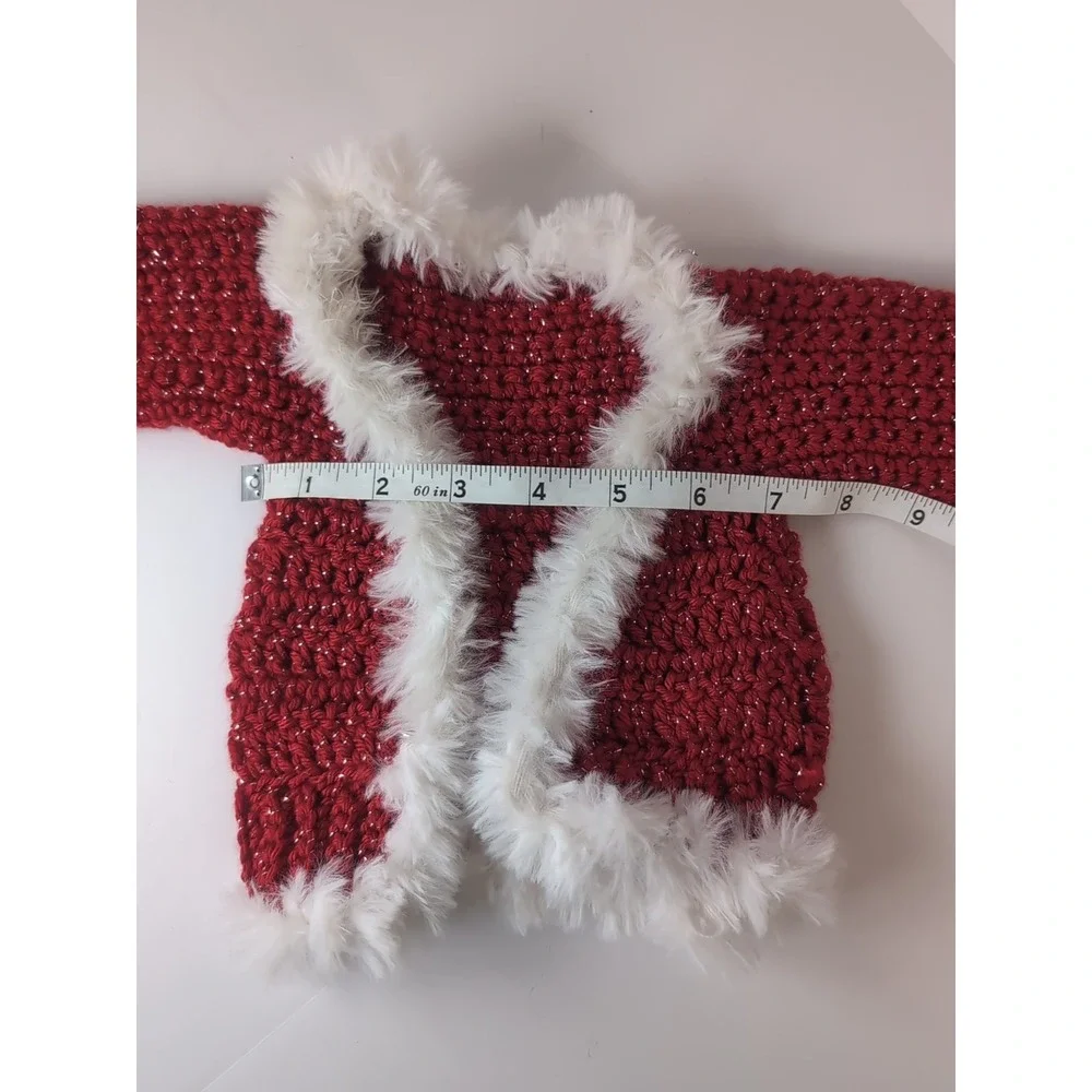 Baby Holiday Sweaters Crochet Handmade Red & White Set Of Three Vintage Matching